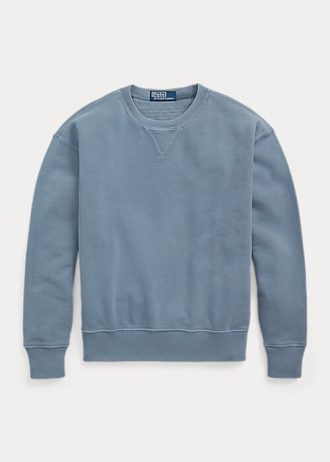Blaue Ralph Lauren Sweatshirts mit Rundhalsausschnitt aus Bio-Baumwolle für Damen