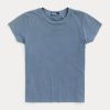 Blaue Ralph Lauren T-Shirts aus Bio-Baumwolle mit Rundhalsausschnitt für Damen Blaue Ralph Lauren T-Shirts aus Bio-Baumwolle mit Rundhalsausschnitt für Damen