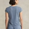 Blaue Ralph Lauren T-Shirts aus Bio-Baumwolle mit Rundhalsausschnitt für Damen Blaue Ralph Lauren T-Shirts aus Bio-Baumwolle mit Rundhalsausschnitt für Damen