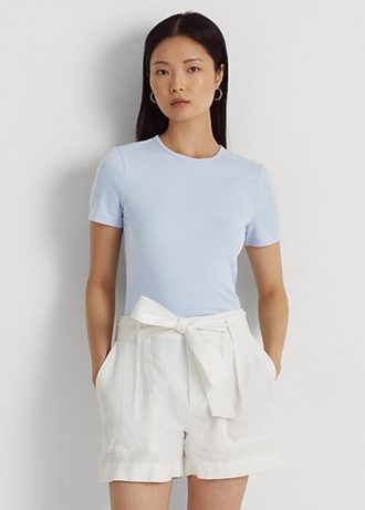 Blaue Ralph Lauren T-Shirts aus Stretch-Baumwolle für Damen