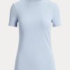 Blaue Ralph Lauren T-Shirts aus Stretch-Baumwolle für Damen Blaue Ralph Lauren T-Shirts aus Stretch-Baumwolle für Damen
