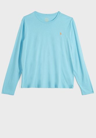 Blaue Ralph Lauren T-Shirts mit Rundhalsausschnitt für Damen