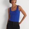 Blaue Ralph Lauren Tanktops aus Baumwollmischung für Damen Blaue Ralph Lauren Tanktops aus Baumwollmischung für Damen