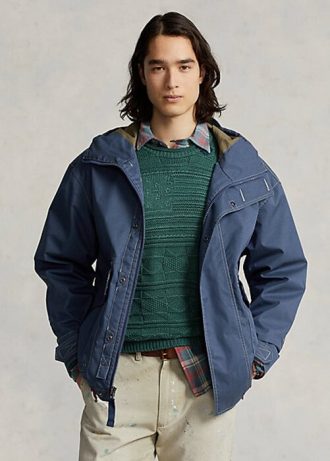 Blaue Ralph Lauren Twill-Kapuzenjacken für Herren