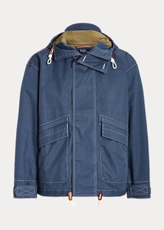 Blaue Ralph Lauren Twill-Kapuzenjacken für Herren