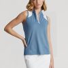 Blaue ärmellose Piqué-Hemden im Tailored Fit von Ralph Lauren für Damen Blaue ärmellose Piqué-Hemden im Tailored Fit von Ralph Lauren für Damen