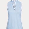 Blaue ärmellose Piqué-Hemden im Tailored Fit von Ralph Lauren für Damen Blaue ärmellose Piqué-Hemden im Tailored Fit von Ralph Lauren für Damen