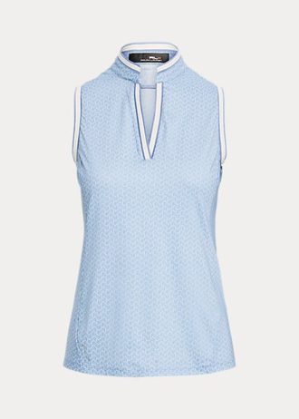 Blaue ärmellose Piqué-Hemden im Tailored Fit von Ralph Lauren für Damen