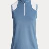 Blaue ärmellose Piqué-Hemden im Tailored Fit von Ralph Lauren für Damen Blaue ärmellose Piqué-Hemden im Tailored Fit von Ralph Lauren für Damen