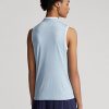 Blaue ärmellose Piqué-Hemden im Tailored Fit von Ralph Lauren für Damen Blaue ärmellose Piqué-Hemden im Tailored Fit von Ralph Lauren für Damen
