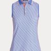Blaue ärmellose Poloshirts von Ralph Lauren Performance für Damen Blaue ärmellose Poloshirts von Ralph Lauren Performance für Damen