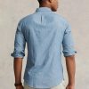 Blaue Slim Fit Chambray-Hemden für Herren von Ralph Lauren Blaue Slim Fit Chambray-Hemden für Herren von Ralph Lauren
