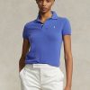 Blaue Slim Fit Poloshirts aus Kaschmir von Ralph Lauren für Damen Blaue Slim Fit Poloshirts aus Kaschmir von Ralph Lauren für Damen