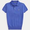Blaue Slim Fit Poloshirts aus Kaschmir von Ralph Lauren für Damen Blaue Slim Fit Poloshirts aus Kaschmir von Ralph Lauren für Damen