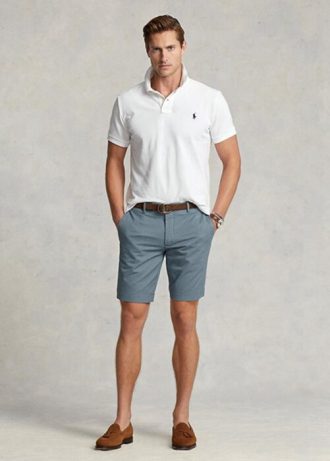 Blaue Stretch-Chinoshorts im Slim Fit von Ralph Lauren für Herren