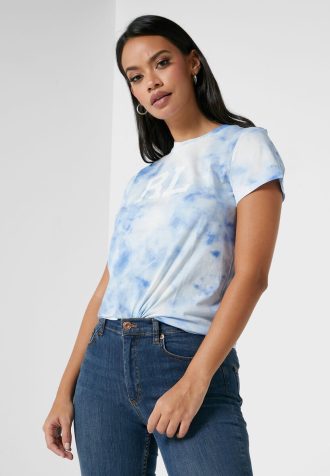 Blaue T-Shirts mit Logo-Aufdruck von Ralph Lauren für Damen