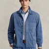 Blaue Utility-Jacken aus Twill mit Fischgrätenmuster von Ralph Lauren für Herren