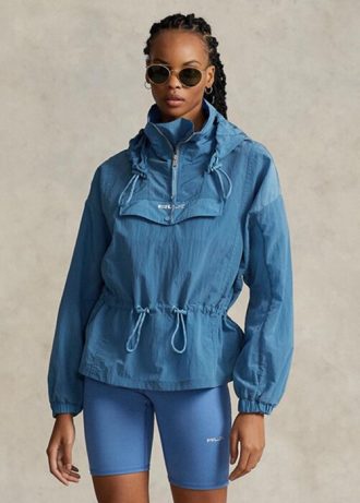 Blaue, verstaubare, durchscheinende Ripstop-Windjacke von Ralph Lauren für Damen