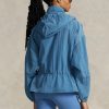 Blaue, verstaubare, durchscheinende Ripstop-Windjacke von Ralph Lauren für Damen Blaue, verstaubare, durchscheinende Ripstop-Windjacke von Ralph Lauren für Damen