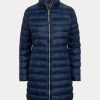 Blaue, verstaubare, gesteppte Taftmäntel von Ralph Lauren für Damen Blaue, verstaubare, gesteppte Taftmäntel von Ralph Lauren für Damen