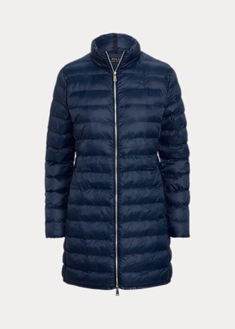 Blaue, verstaubare, gesteppte Taftmäntel von Ralph Lauren für Damen