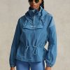 Blaue, verstaubare Ripstop-Windjacke von Ralph Lauren für Damen Blaue, verstaubare Ripstop-Windjacke von Ralph Lauren für Damen