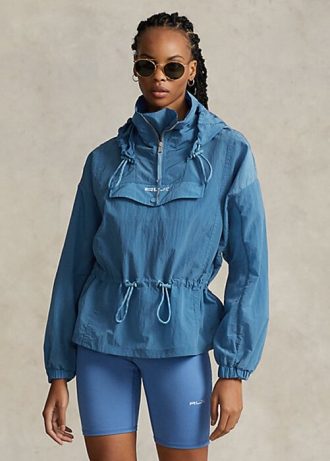 Blaue, verstaubare Ripstop-Windjacke von Ralph Lauren für Damen
