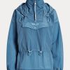 Blaue, verstaubare Ripstop-Windjacke von Ralph Lauren für Damen Blaue, verstaubare Ripstop-Windjacke von Ralph Lauren für Damen