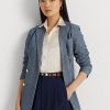Blaue Zweireihige Chambray-Blazer von Ralph Lauren für Damen Blaue Zweireihige Chambray-Blazer von Ralph Lauren für Damen