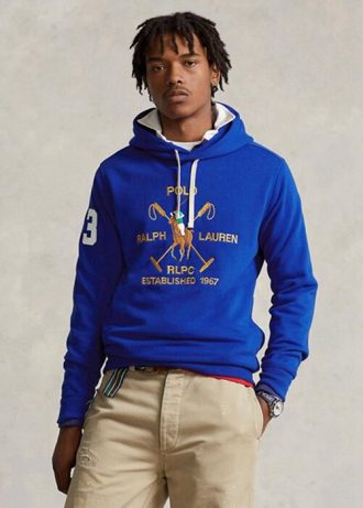 Blauer Fleece-Hoodie „Big Polo Crest“ von Ralph Lauren für Herren