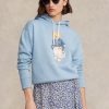 Blauer Fleece-Hoodie mit Polo Bear-Print für Damen von Ralph Lauren Blauer Fleece-Hoodie mit Polo Bear-Print für Damen von Ralph Lauren