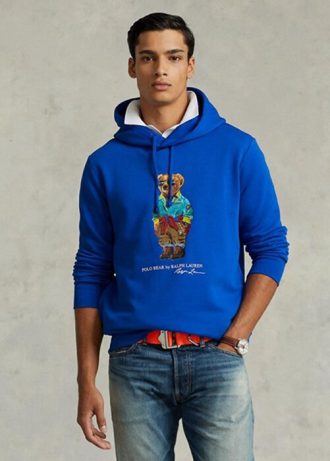 Blauer Fleece-Hoodie „Polo Bear“ von Ralph Lauren für Herren
