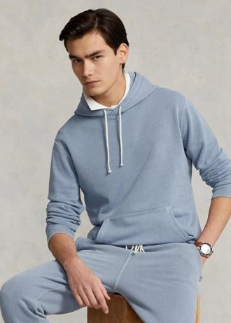 Blauer Ralph Lauren Fleece-Hoodie aus Bio-Baumwolle für Herren