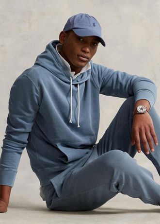 Blauer Ralph Lauren Fleece-Hoodie aus Bio-Baumwolle für Herren