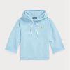 Blauer Ralph Lauren Fleece-Kapuzenpullover mit abgeschnittenen Bündchen für Damen Blauer Ralph Lauren Fleece-Kapuzenpullover mit abgeschnittenen Bündchen für Damen