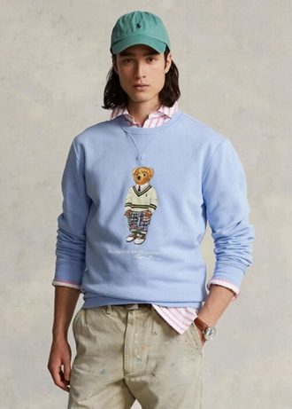 Blaues Fleece-Sweatshirt mit Polo Bear von Ralph Lauren für Herren