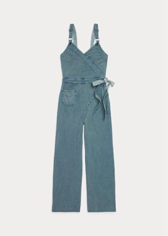 Blaues Jumpsuit-Kleid aus stückgefärbtem Jersey von Ralph Lauren für Damen