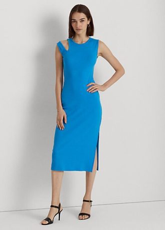 Blaues ärmelloses Midikleid aus Baumwollmischung von Ralph Lauren für Damen