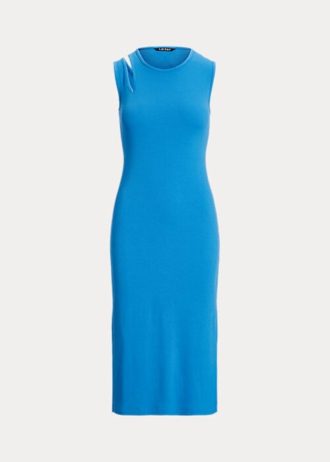 Blaues ärmelloses Midikleid aus Baumwollmischung von Ralph Lauren für Damen
