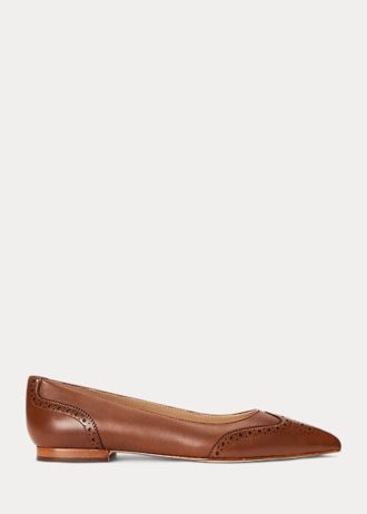 Braune Ballerinas aus brüniertem Leder von Ralph Lauren für Damen
