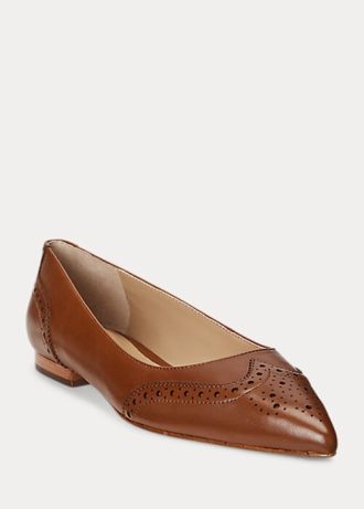 Braune Ballerinas aus brüniertem Leder von Ralph Lauren für Damen