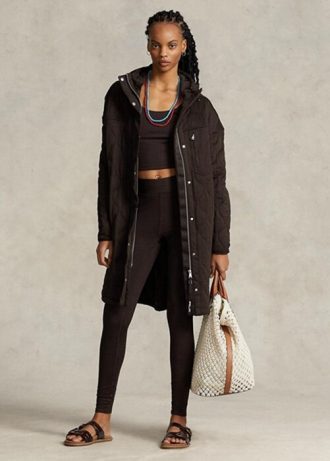 Braune, übergroße gesteppte Kapuzenmäntel von Ralph Lauren für Damen
