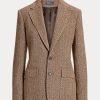Braune Blazer aus Leinenmischung mit Fischgrätenmuster für Damen von Ralph Lauren Braune Blazer aus Leinenmischung mit Fischgrätenmuster für Damen von Ralph Lauren