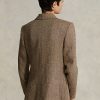 Braune Blazer aus Leinenmischung mit Fischgrätenmuster für Damen von Ralph Lauren Braune Blazer aus Leinenmischung mit Fischgrätenmuster für Damen von Ralph Lauren