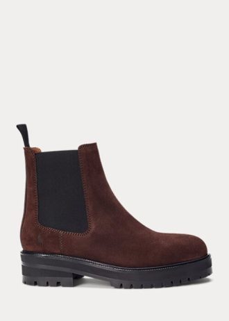 Braune Chelsea-Stiefel aus Wildleder von Ralph Lauren für Damen