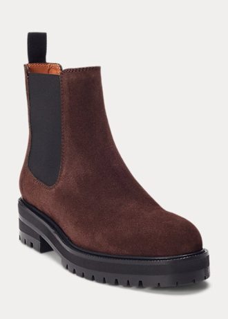 Braune Chelsea-Stiefel aus Wildleder von Ralph Lauren für Damen