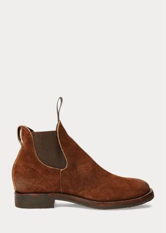 Braune Chelsea-Stiefel aus Wildleder von Ralph Lauren für Herren