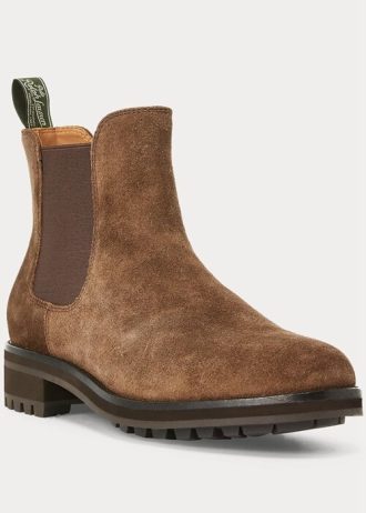 Braune Chelsea-Stiefel aus Wildleder von Ralph Lauren für Herren