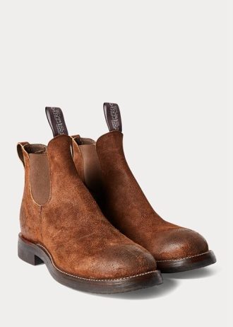 Braune Chelsea-Stiefel aus Wildleder von Ralph Lauren für Herren