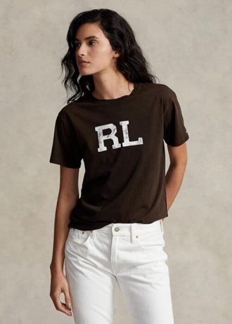 Braune Damen Ralph Lauren Rl Logo Jersey T Shirts